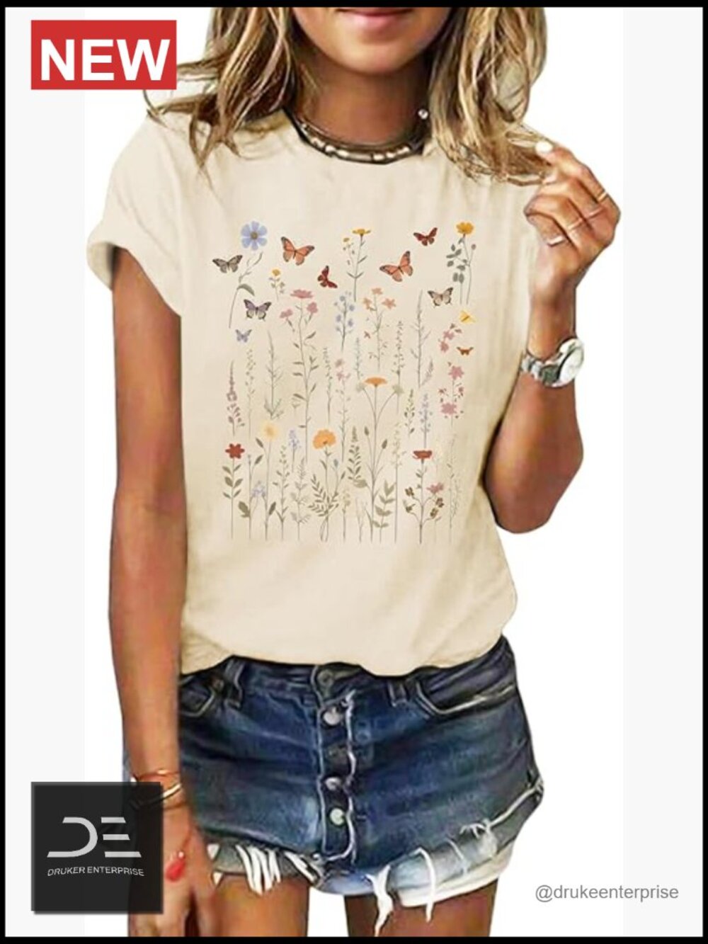 Graphic T-Shirt Loose Fit Short Sleeve Cotton Blend Casual Tee